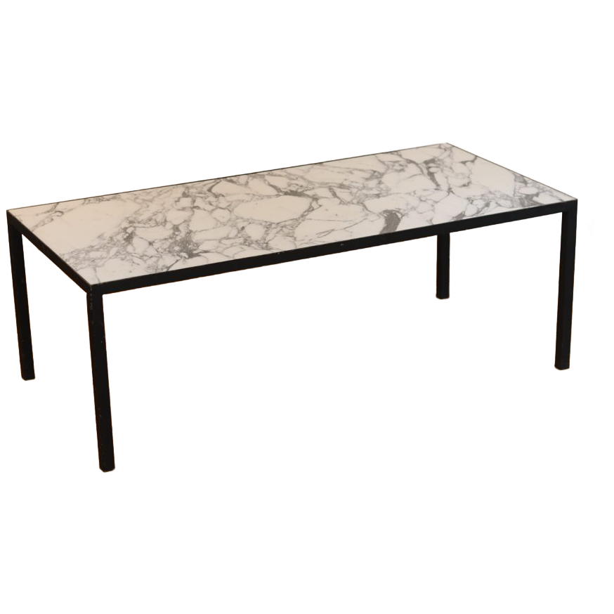 Rechthoekige Salontafel In Zwart Gelakt Metaal En Arabescato Marmer image 1