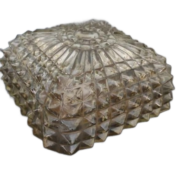 Vintage Plafondlamp Glas Vierkant image 1