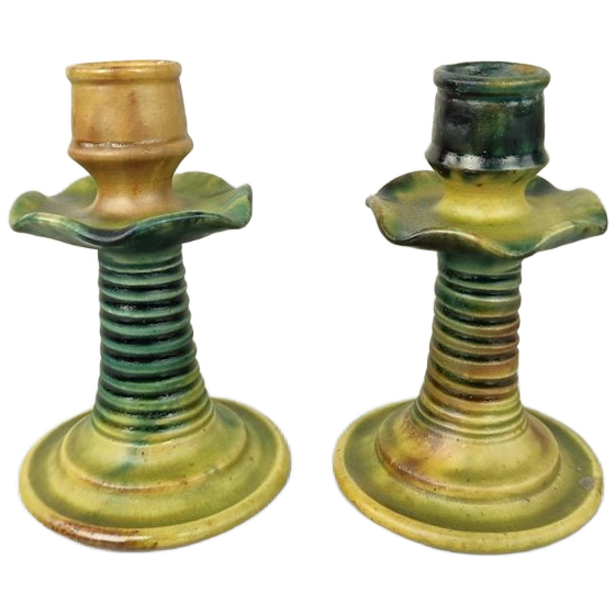 Duo Kandelaartjes In Vlaams Aardewerk image 1