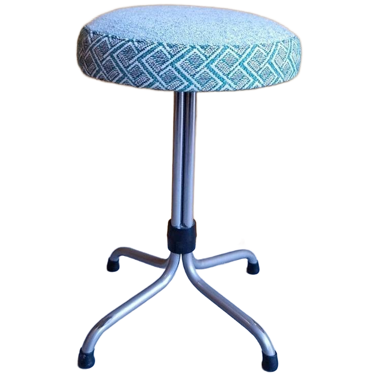 Unieke Vintage Brabantia Kruk Met Nieuwe Stoffering, Krukje image 1