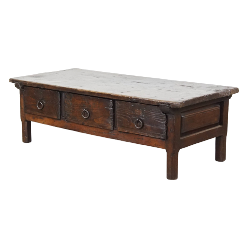 Prachtige En Robuuste Antieke Salontafel Met 3 Lades Uit De 18E Eeuw image 1