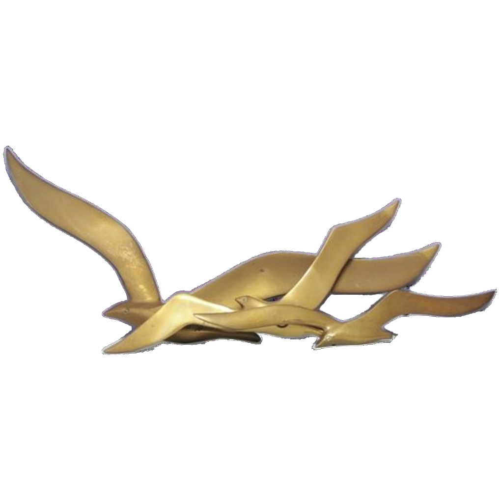 Set X3 Bronzen Gouden Wandvogels image 1