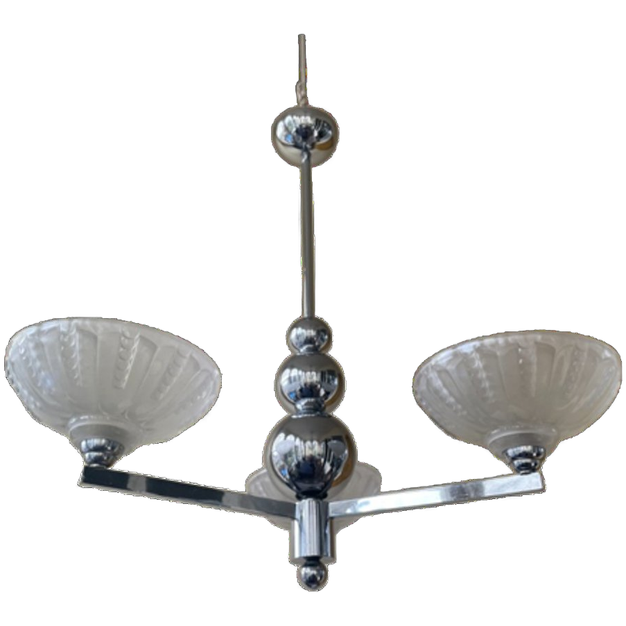 Lamp Hanglamp Art Deco 1930 Verchroomd Frans image 1