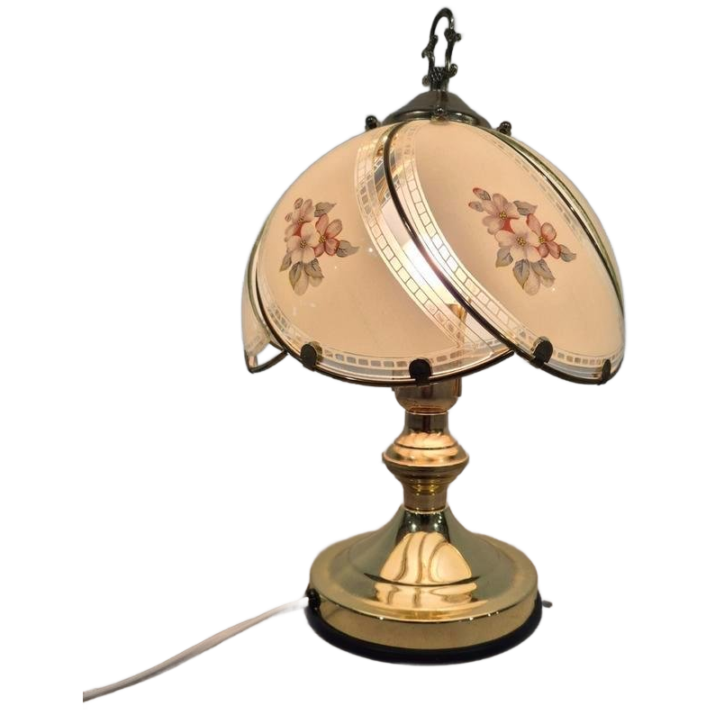 Hollywood Regency Tafel Lamp Met Gebogen Glas Vintage image 1
