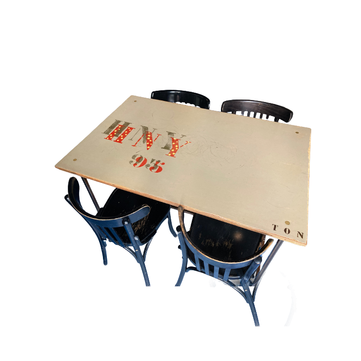 Mid-Century Estable Eettafel Blauw bij Reliving