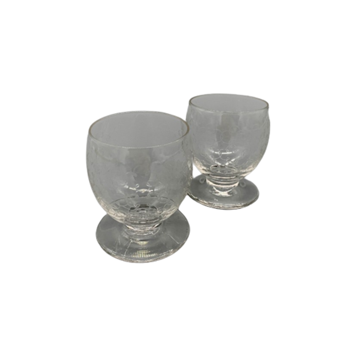 Set Antieke Gegraveerde Voetglaasjes 2 Stuks image 1