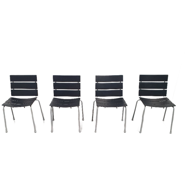 Giancarlo Vegni Fasem Italy Stripe Zadelleer Stoelen Vintage Design image 1