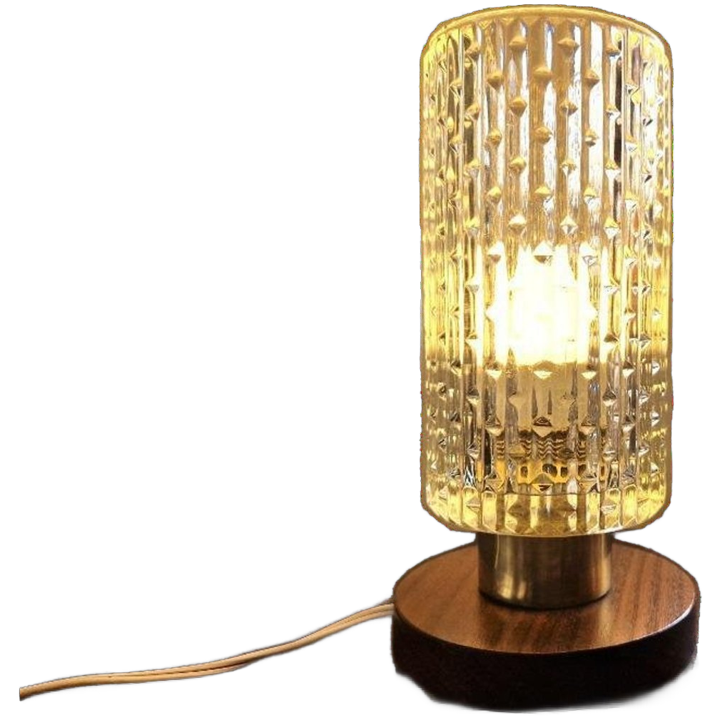 Mid-century Bedlamp Van Teak, Messing En Glas image 1