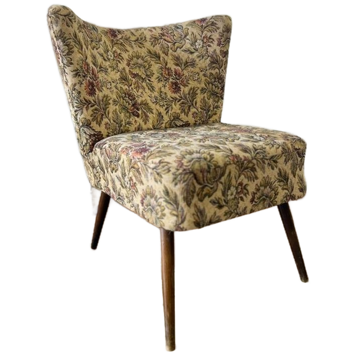 Vintage Gebloemde Cocktailstoel / Fauteuil / Eenzit image 1