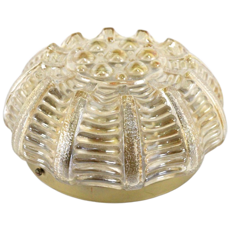Amberkleurige Plafondlamp Plafonnière Vintage Lamp image 1