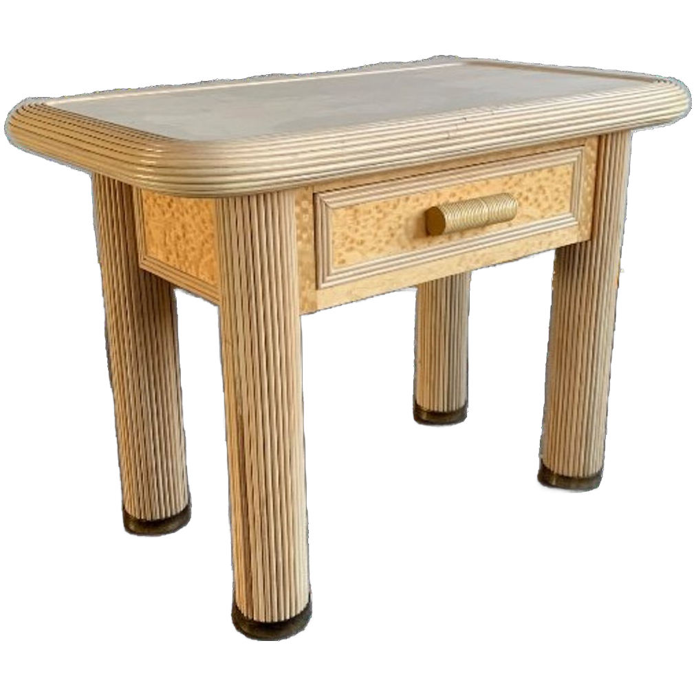 Travertijn & Rotan Tafel Circa 1970 image 1