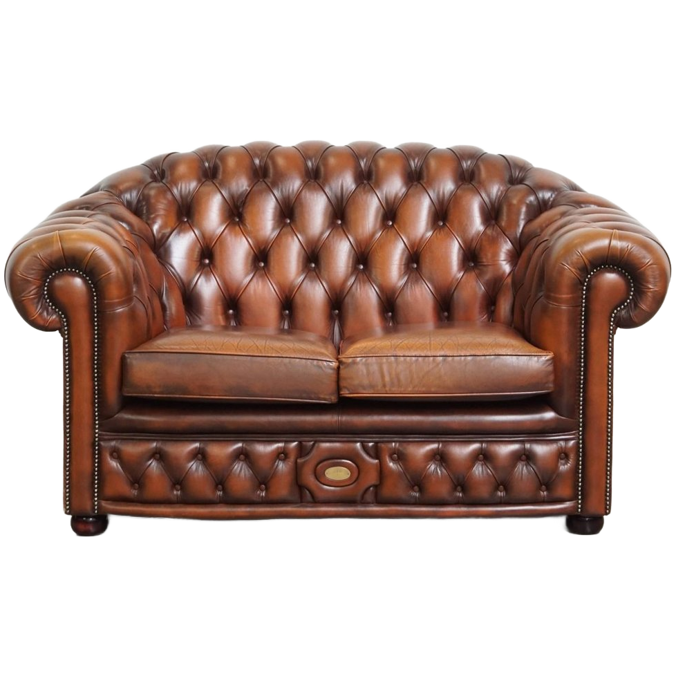 Klassieke En Luxe Bruine Engelse Rundleren Chesterfield 2 Zits Bank image 1
