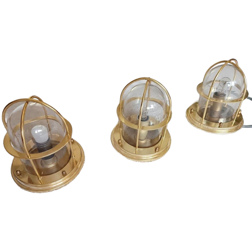 Set Van 3 Vintage Gouden Schip Stijl Plafondlampen image 1