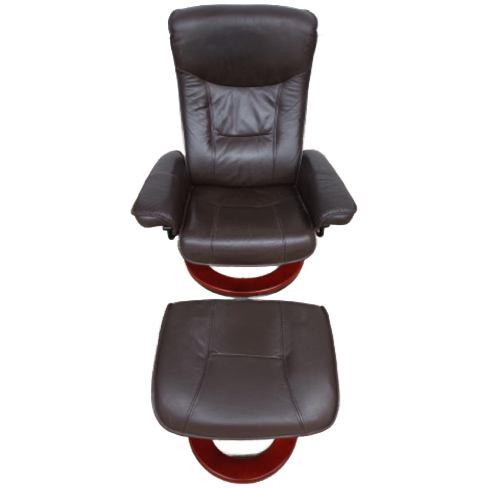 Verstelbare Leren Relaxfauteuil Met Voetenbank image 1