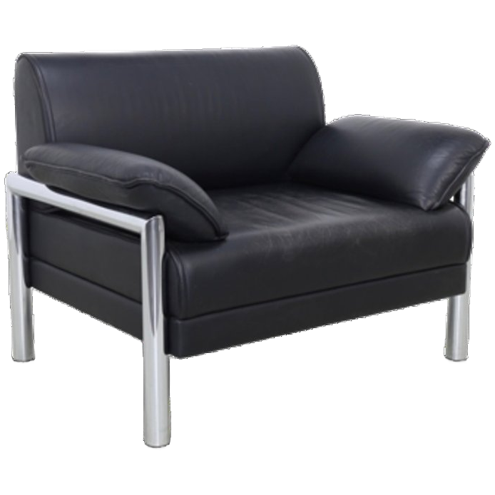 Postmoderne Fauteuil In Chroom & Leer, 1980s image 1