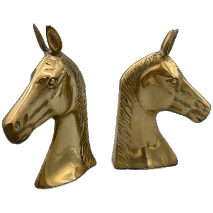 Vintage Boekensteunen Messing Paard image 1
