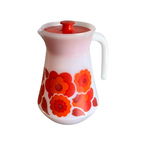 Vintage Arcopal France Lotus Kan Oranje Bloemen Retro image 1