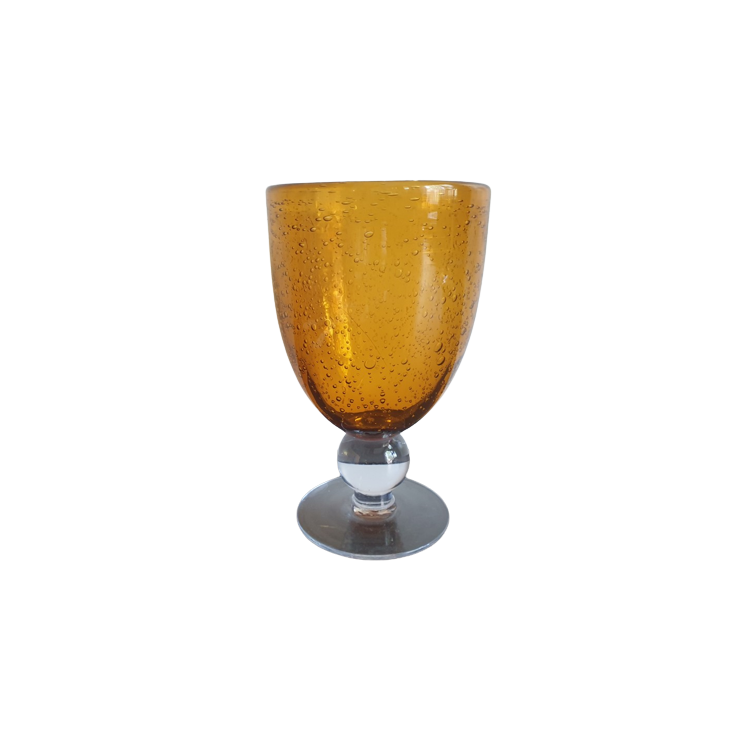 Vintage Amberkleurig Bubbelgas Op Heldere Voet image 1