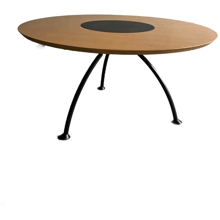 Round Dining Table With Rotating Black Center Disc image 1