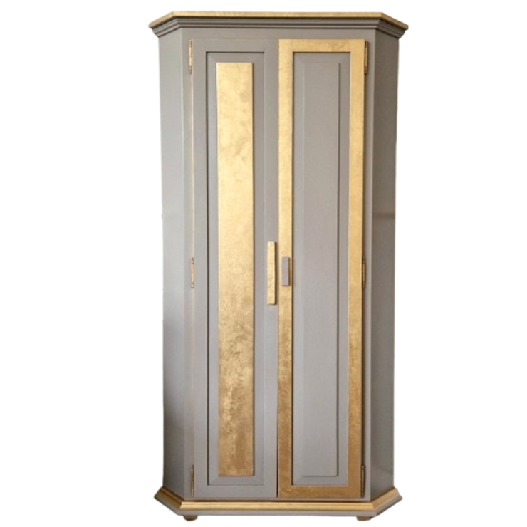 Unieke Handgeschilderde Hoekkast/ Kast In Taupe En Goud image 1