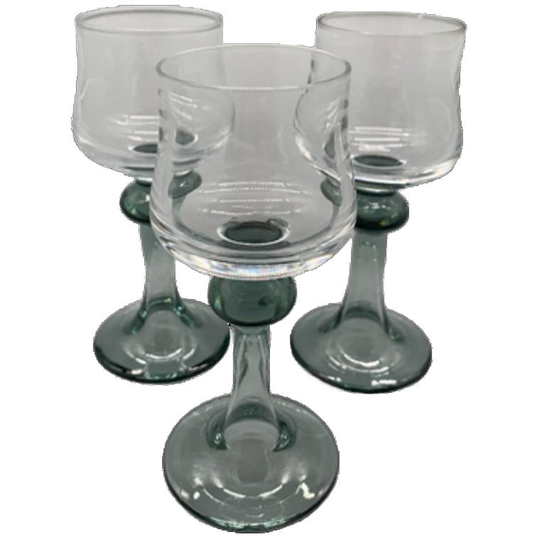 Set Vintage Kristal Glaasjes Grijs/blauwe Voet 3 Stuks image 1