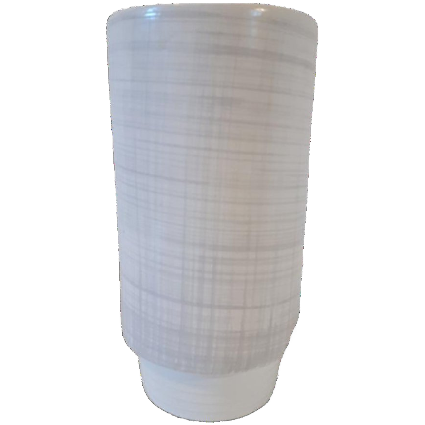 50's Vintage Bloempot Hoge Grijs Witte Retro Pot image 1