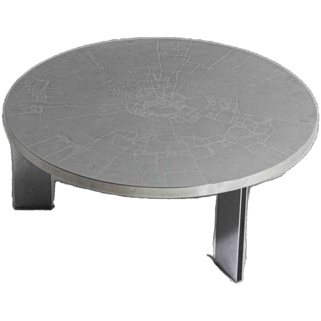 Brutalist Mid Century Chroom Geëtste Ronde Salontafel Door Lilienthal, 1960 image 1