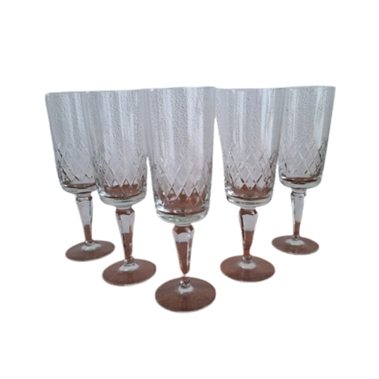 5 Hoge Champagneglazen, Kristallen Flutes, Kristallen Glazen image 1