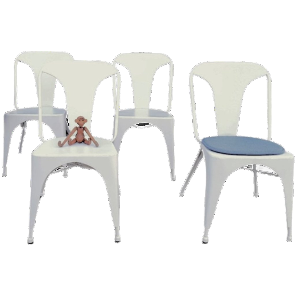 Set Van 4 Eetkamerstoelen Vintage Design Witte Stoelen image 1