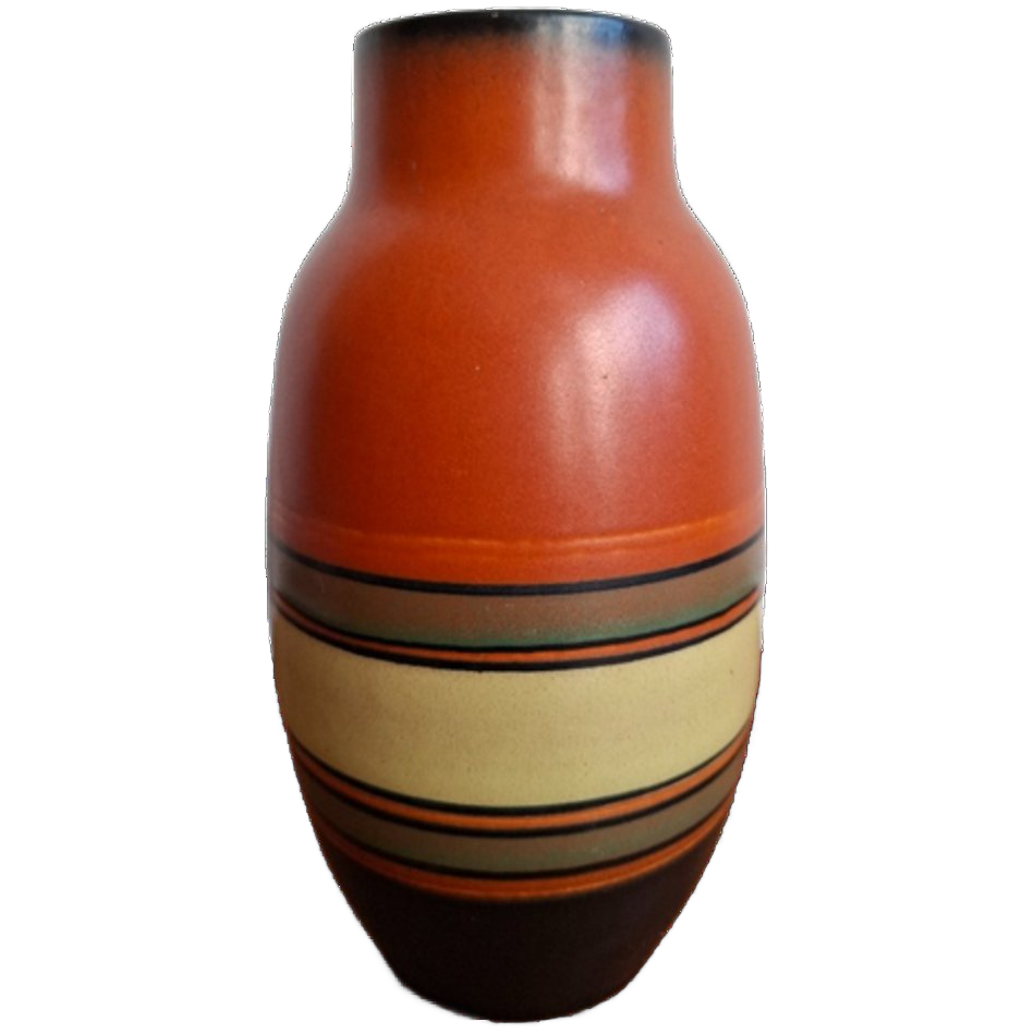 Vintage West Germany Vaas Oranje, Zwart image 1