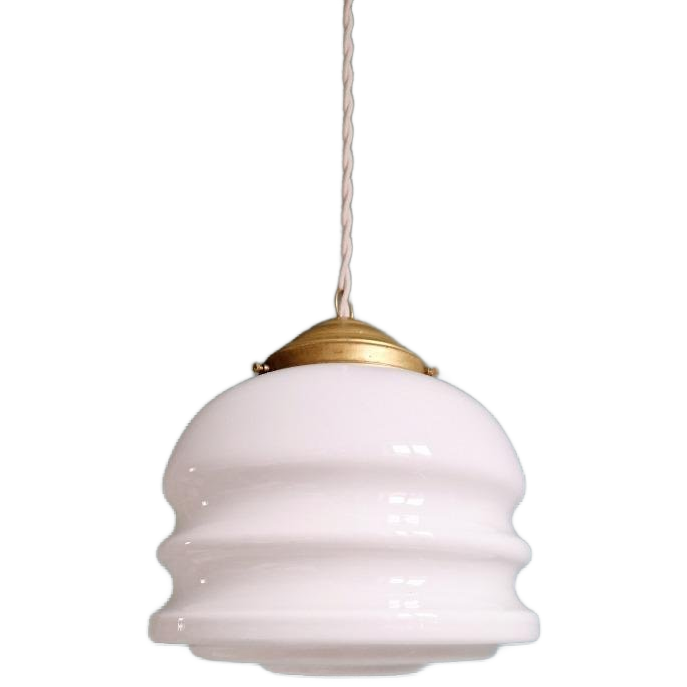 Art Deco Hanglamp In Wit Opaline Glas, 1920-30 image 1