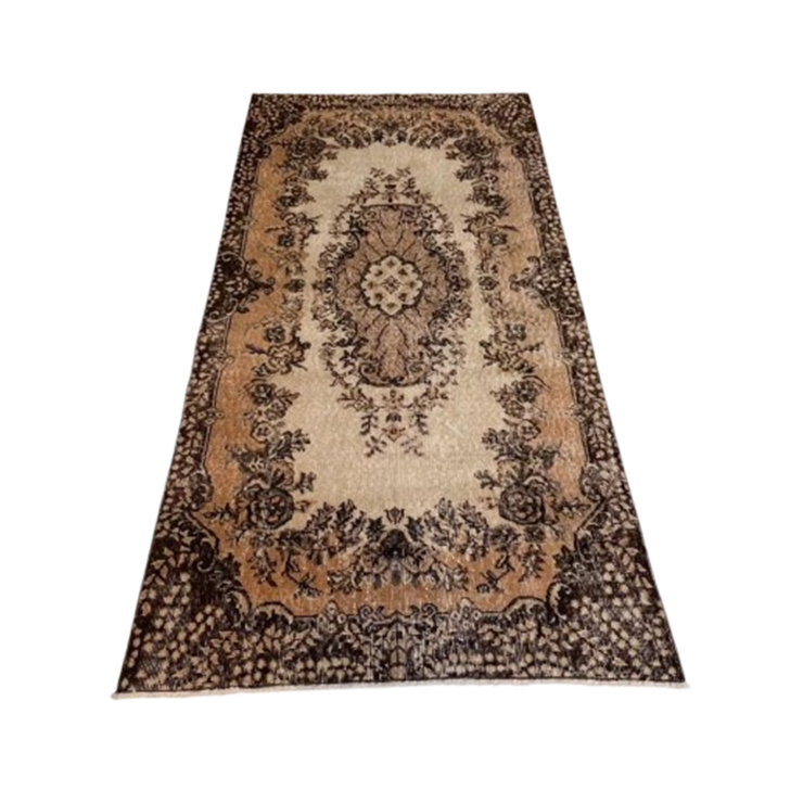 Bruin En Roze Vintage Yuruk Vloerkleed 112 X 207 Cm image 1