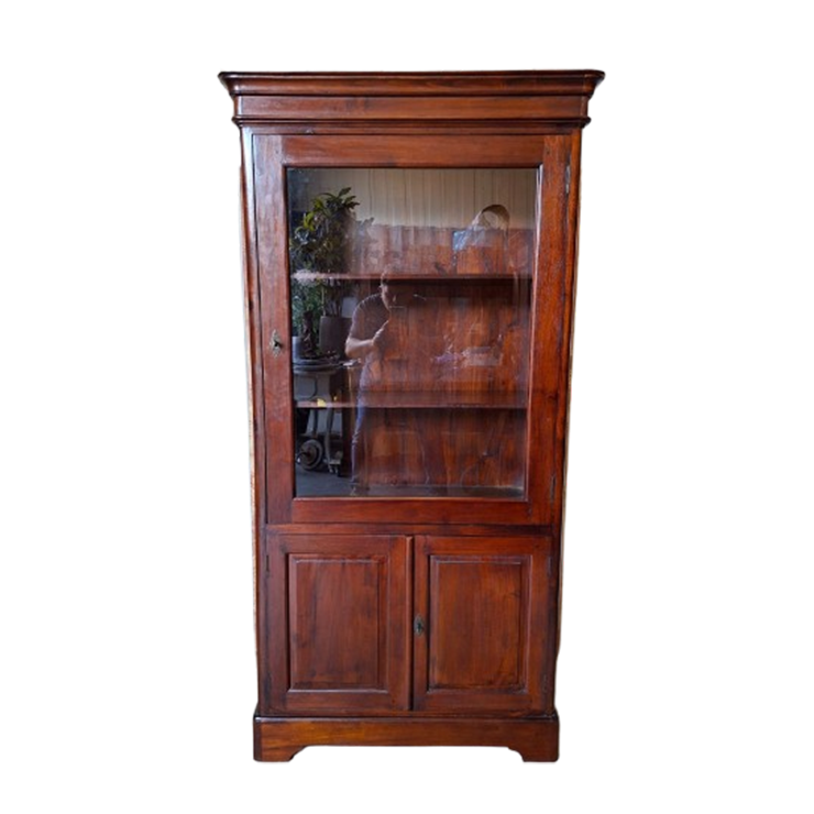 Klassiek Teakhouten Vitrinekast, Servieskast, Buffetkast Afm.94x39 En 190cm Hoog. image 1