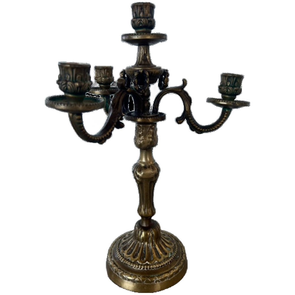 Vintage Koperen Of Bronzen Kandelaar Met 4 Armen image 1