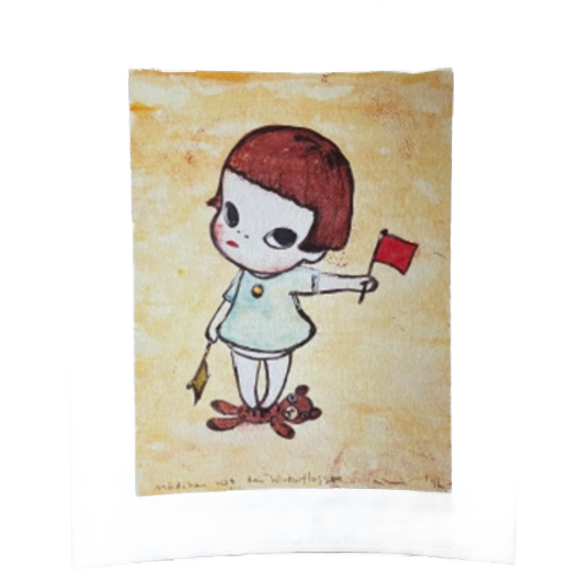 Yoshimoto Nara, Mädchen Mit Den Winkerflaggen, 1996, image 1