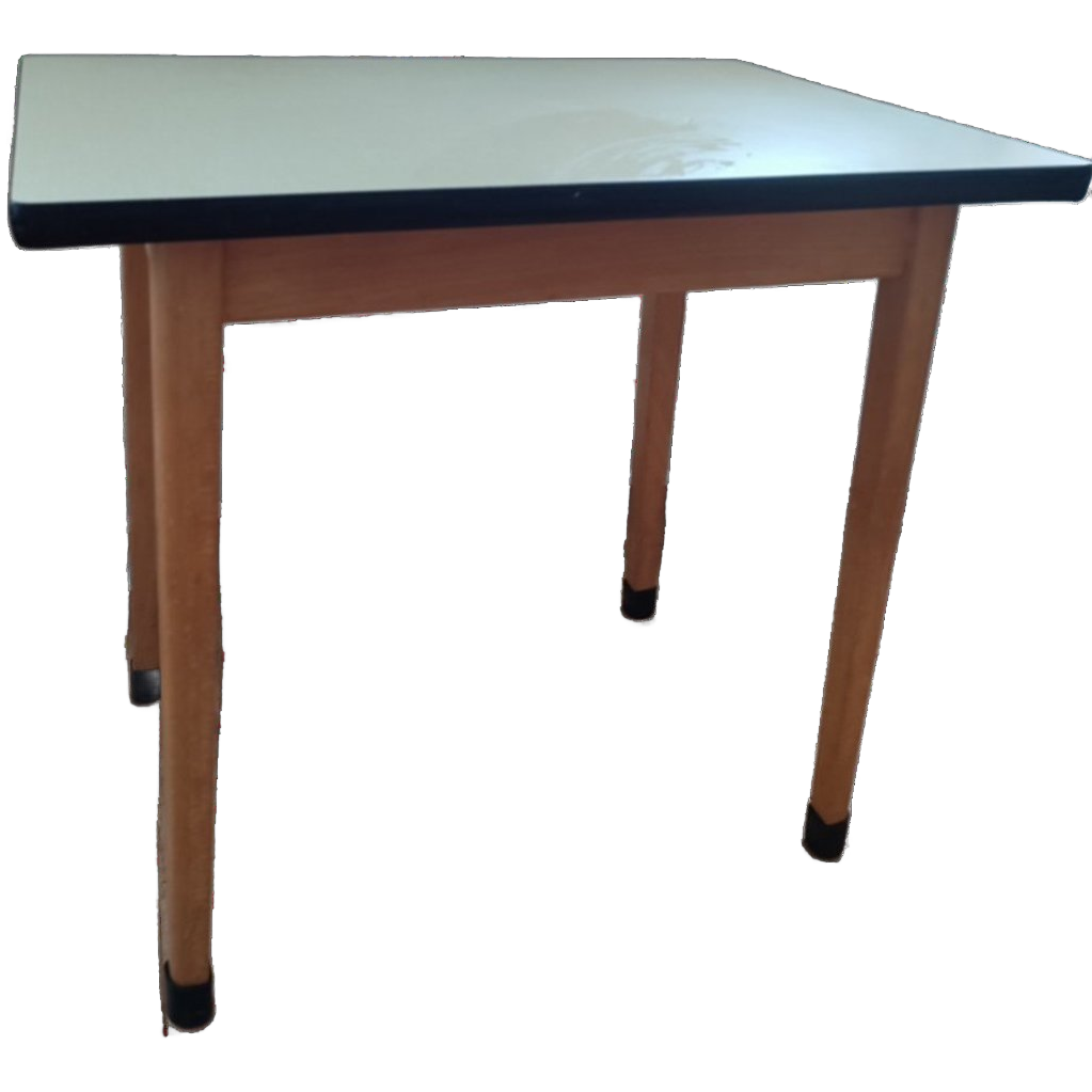 Vintage Houten Formica Tafel Bureau Tafeltje Kind Tiener Tv image 1