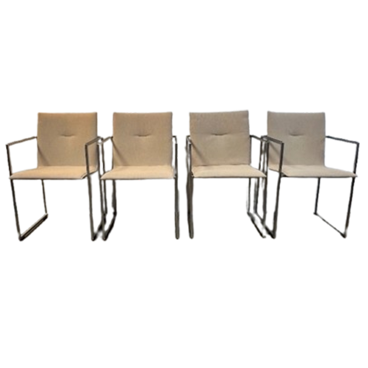 Vier Arco Frame Eetkamerstoelen, Crème Bekleding, Burkhard Vogtherr image 1