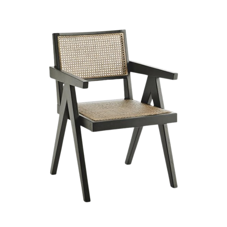 Madam Stolz Houten Eetkamer Stoel Zwart Rotan 2 Stuks image 1