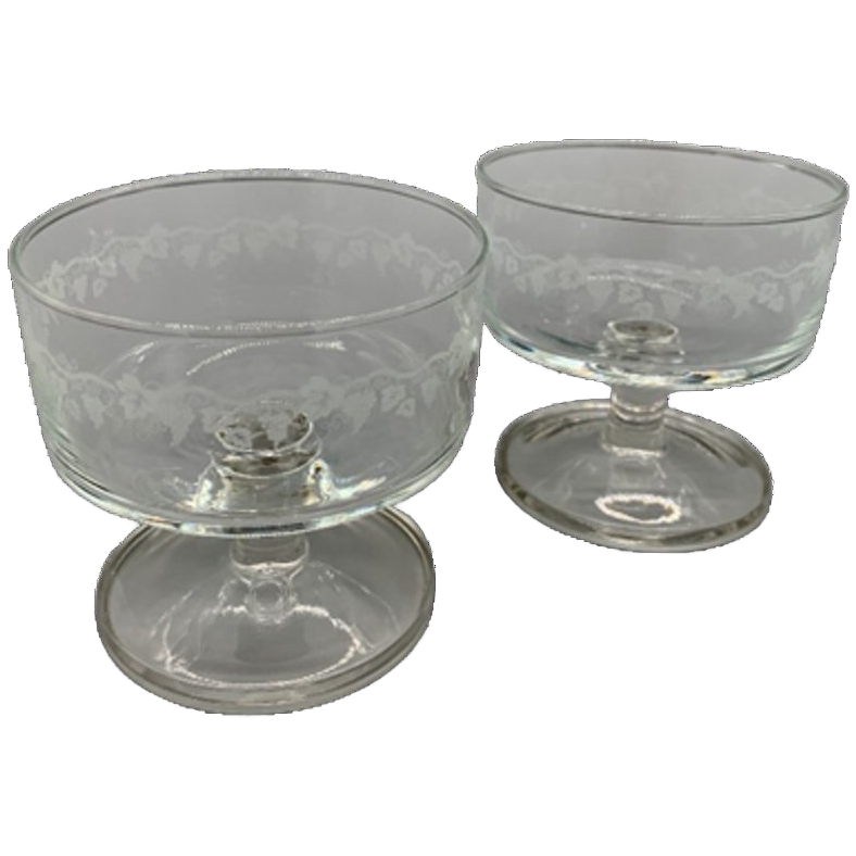 Set Vintage Coupe Glazen Druivenrank 70's 2 Stuks image 1