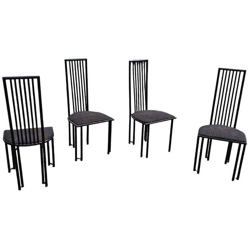 4 X Postmodern Chair / Metal Frame / 1980s image 1
