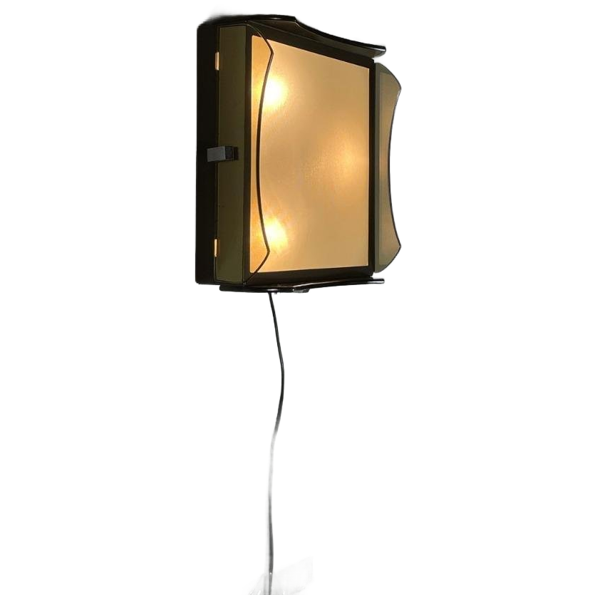 Vintage Italiaans Gerookt Glas Plafondlamp / Wandlamp image 1