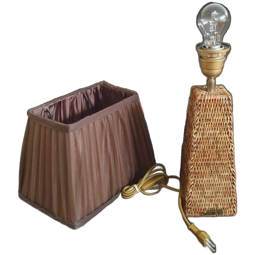 Vintage - Kastlamp - Tafellamp - Rotan - Birma Riet - Myanmar.- image 1