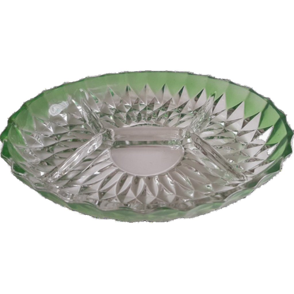Vintage Ovale 4 Deels Kristalglas Schaal VEBA GLAS image 1