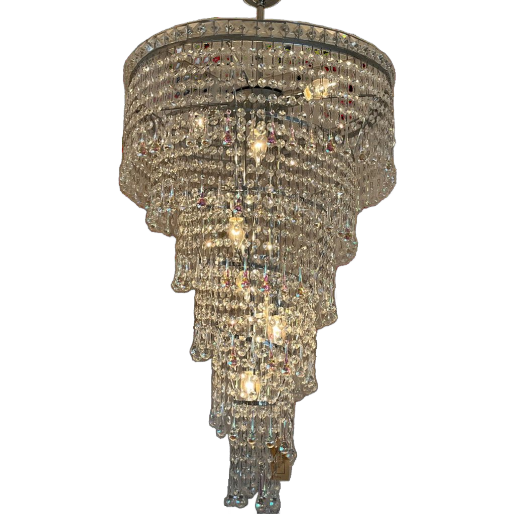 Xxl Vintage Opaline Teardrop Kroonluchter Pegels Kristal Hanglamp image 1