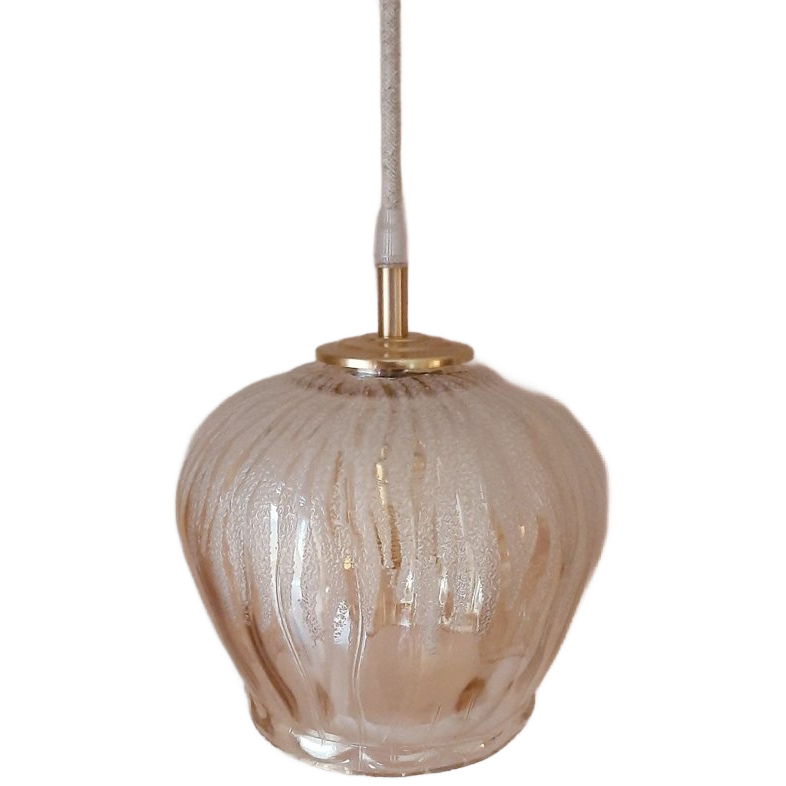 Vintage Hanglamp Amberkleur | Frosted Glas | Jaren 60 Lamp image 1