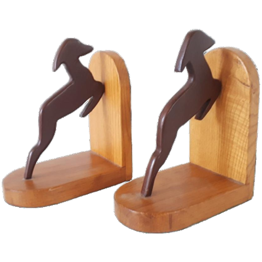 * 2 Vintage Boekensteunen Gazelle Beeld Boekensteun image 1