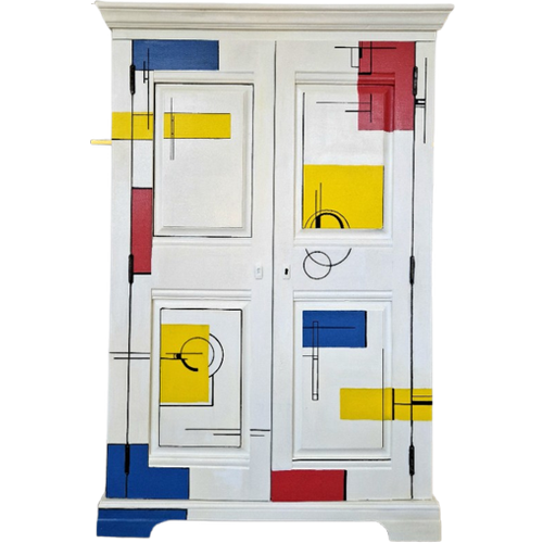 Mondrian Kast/ Modern Look Kast/ Statement Massief Hout Wandkast image 1