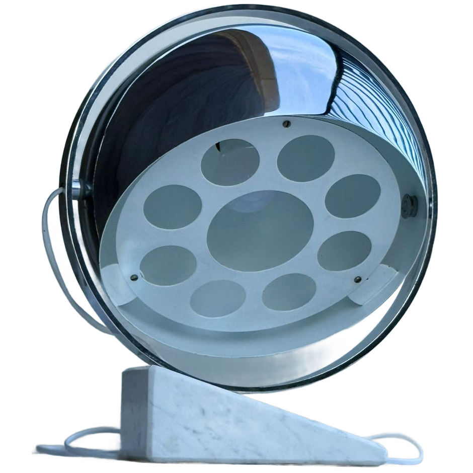 Vintage Space Age Tafellamp Met Marmeren Voet En Draaibare Verchroomde Metalen Kap image 1