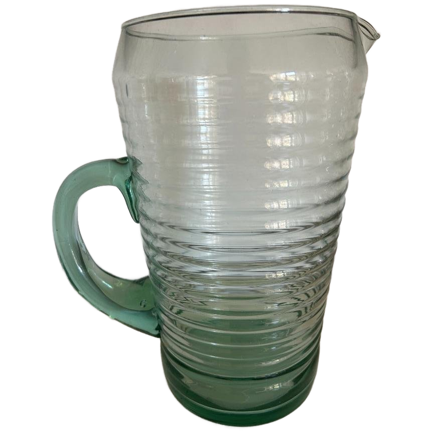 Grote Vintage Glazen Kan Met Ribbels Mondgeblazen image 1