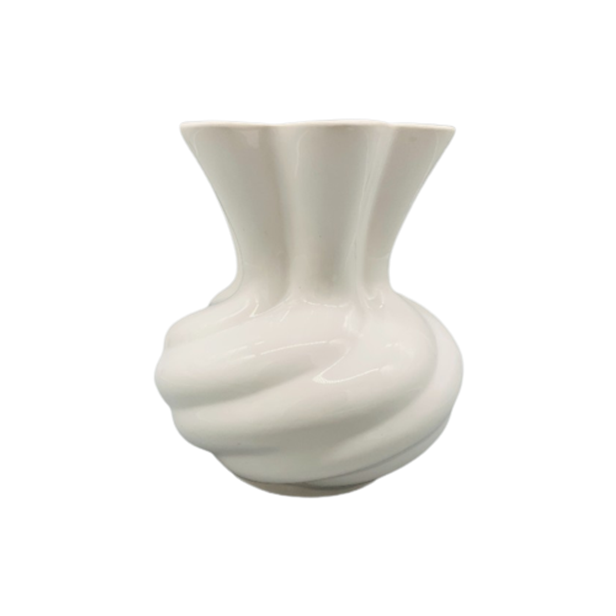 Vintage Swirl Vaas Wit Geglazuurd Keramiek image 1